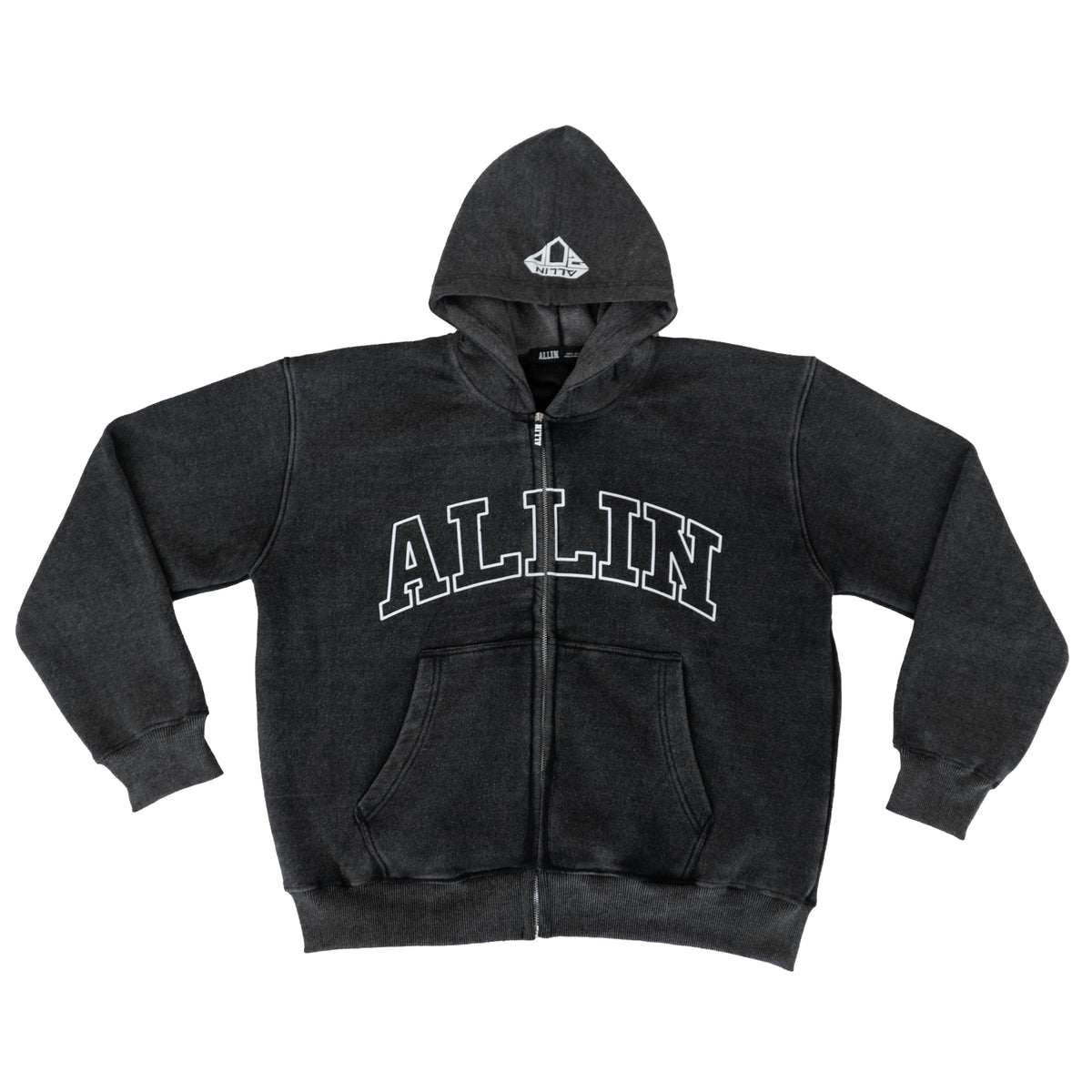 Bold Wings Oversize Zipper Hoodie Vintage Grau