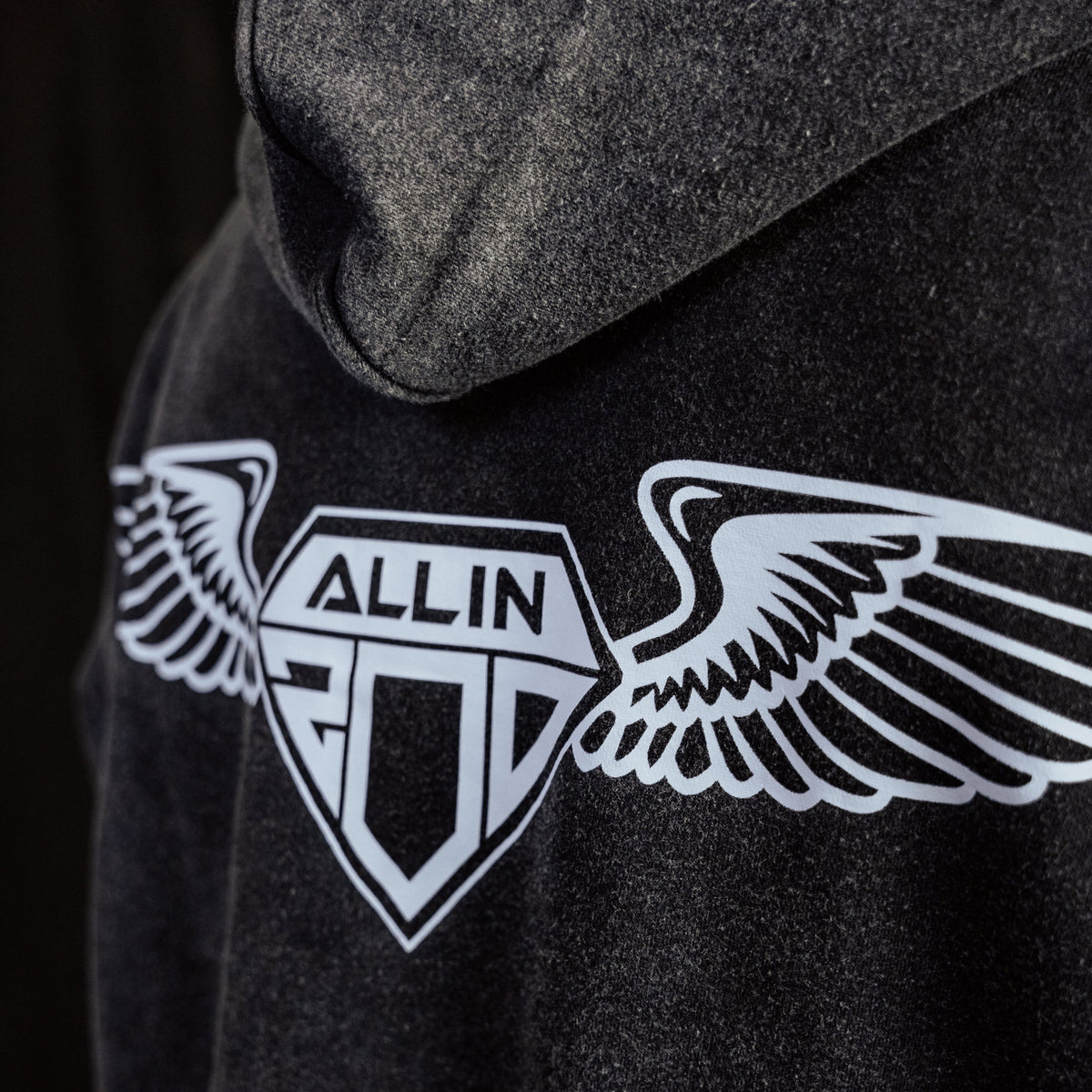 Bold Wings Oversize Zipper Hoodie Vintage Grau