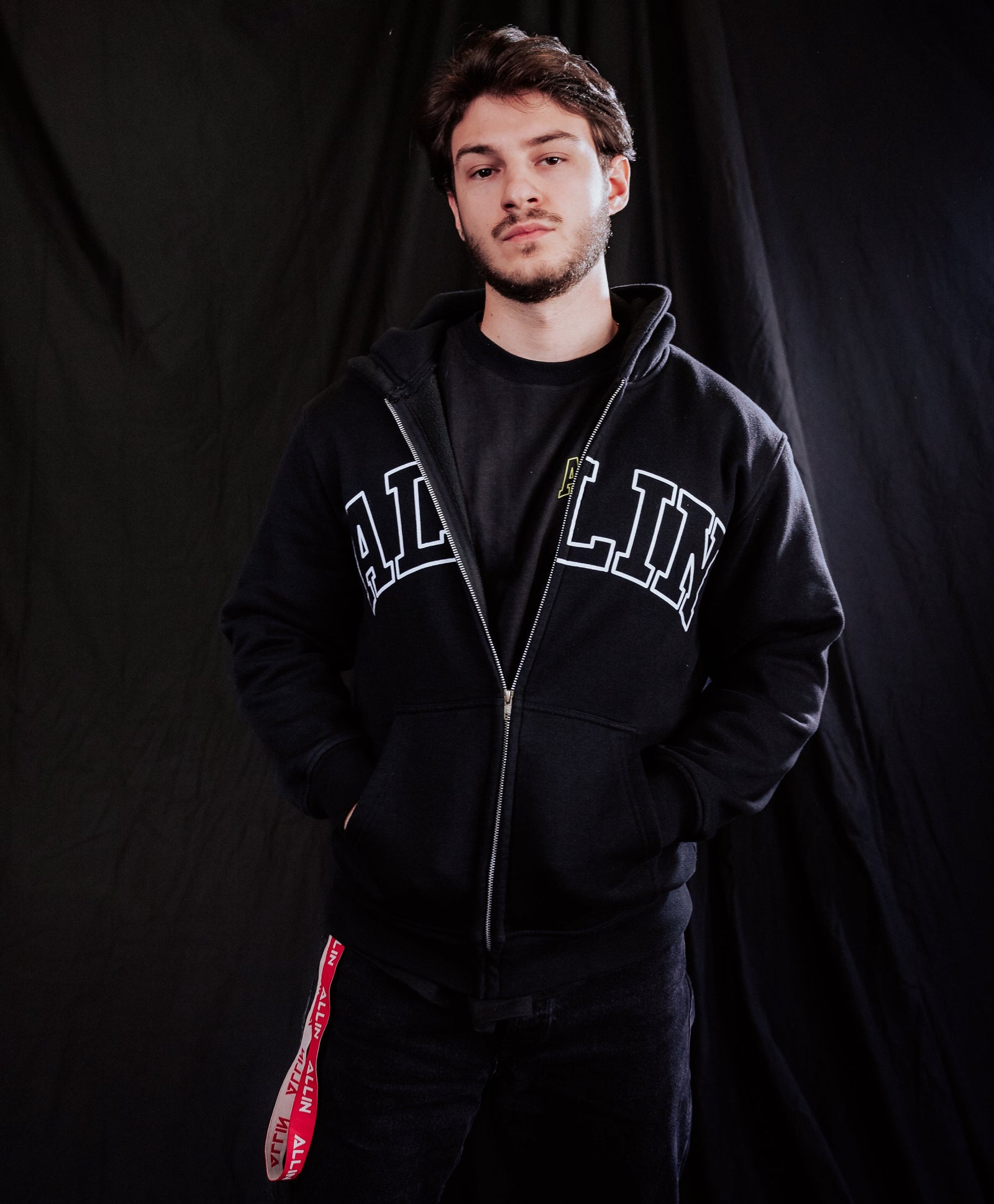 Bold Wings Oversize Zipper Hoodie Schwarz