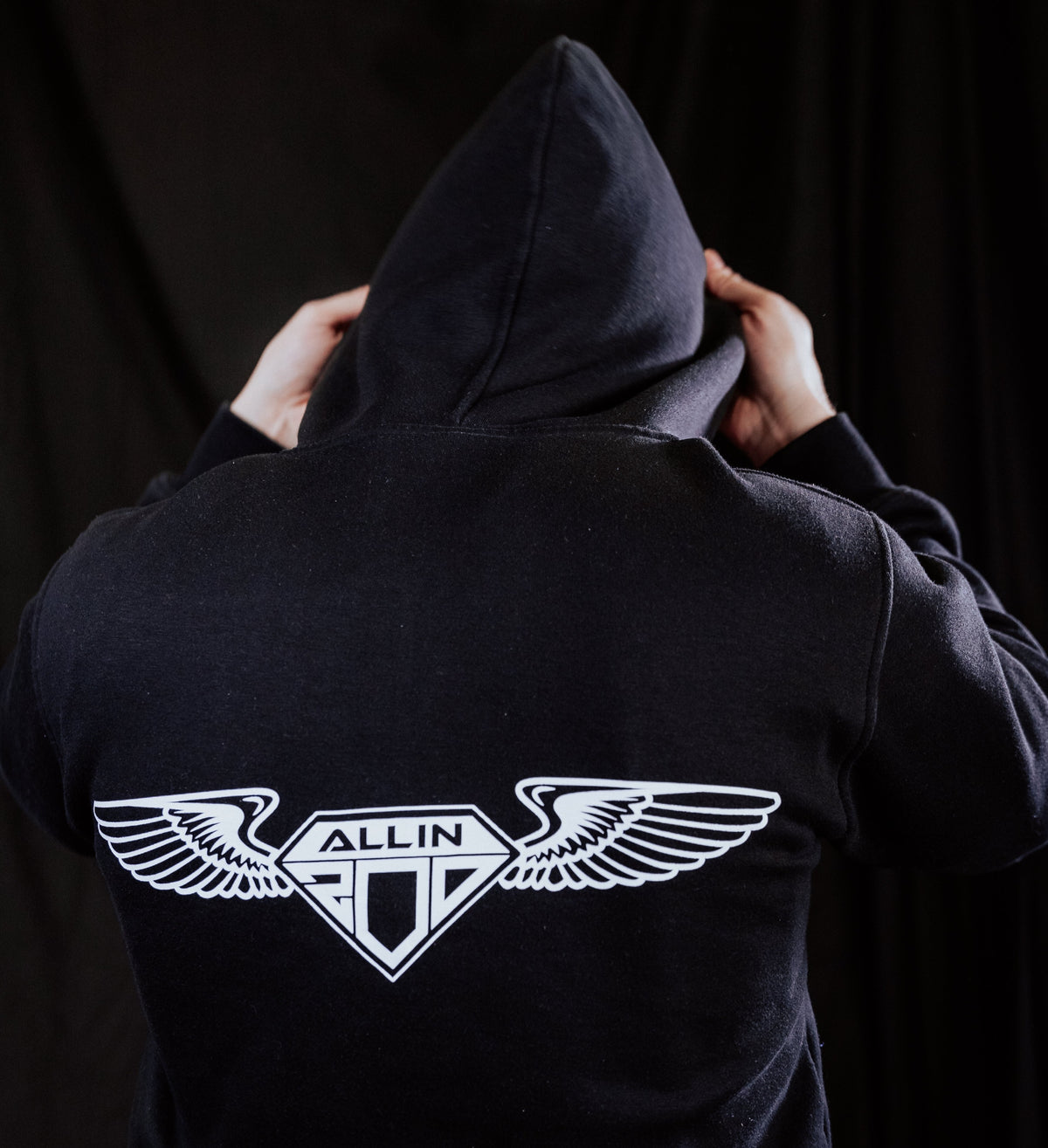 Bold Wings Oversize Zipper Hoodie Schwarz