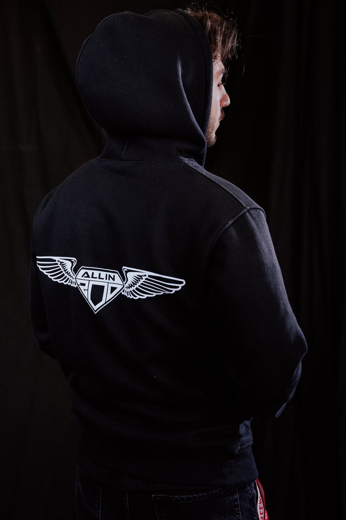 Bold Wings Oversize Zipper Hoodie Schwarz