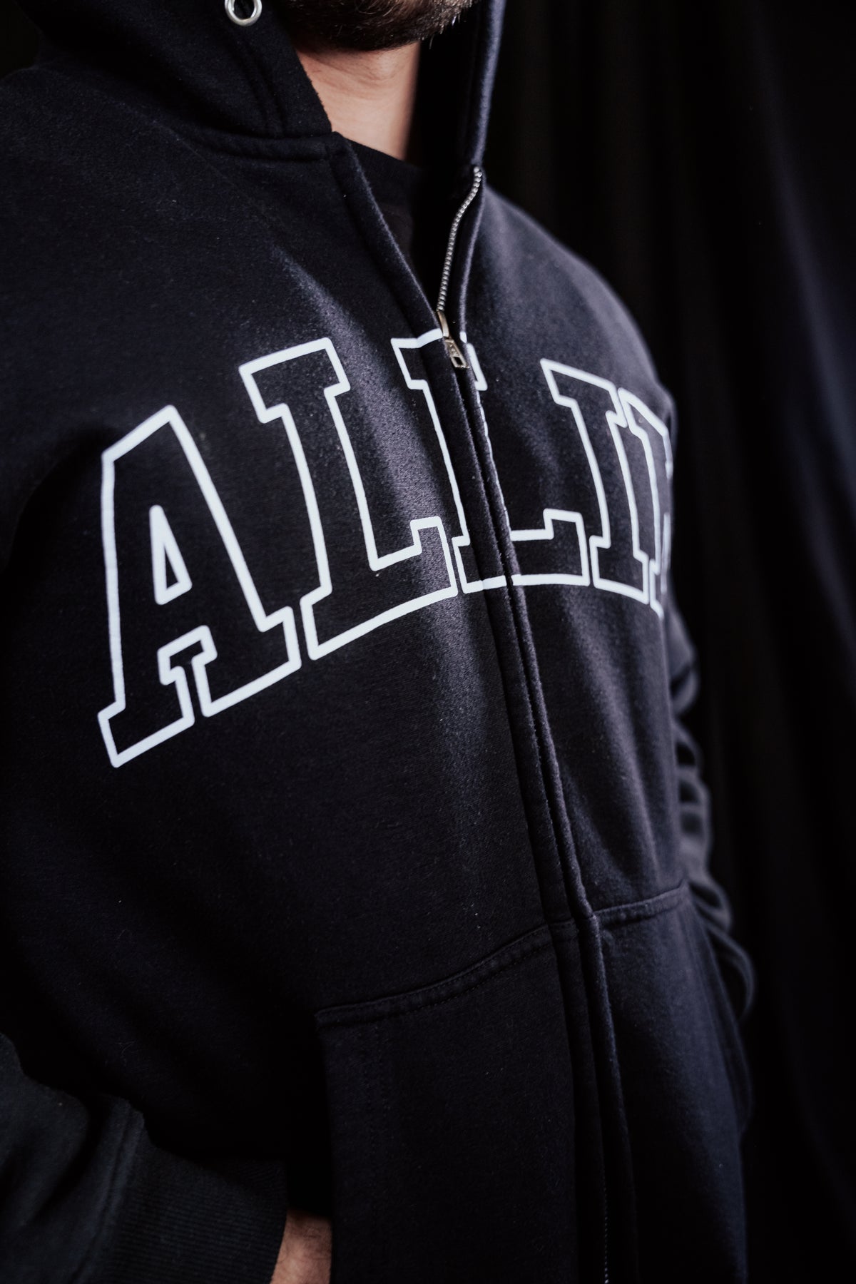 Bold Wings Oversize Zipper Hoodie Schwarz